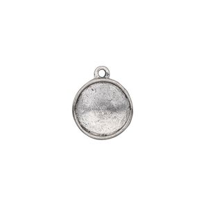 Drop, Almost Instant Jewelry®, antiqued pewter (tin-based alloy), 14mm round with 12mm rivoli setting. Sold individually.