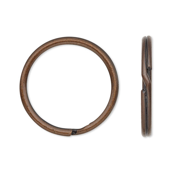 Split ring, antique copper-finished steel, 25mm round with 21.6mm inside diameter. Sold per pkg of 10. image number 0
