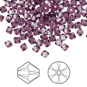 Bead 144pk amethyst, Crystal Passions® 4mm bicone 5328