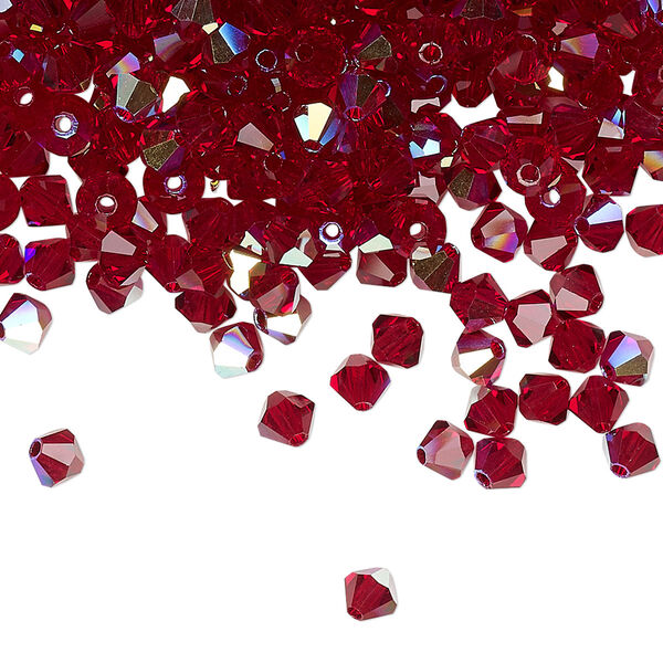 Bead 720pk Siam AB, Preciosa Czech crystal 4mm bicone image number 0