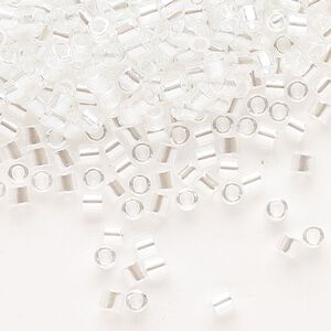 Seed bead, Delica®, glass, pkg/7.5g, #8 round, translucent luster crystal clear (DBL-0050).