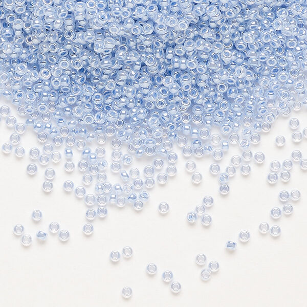 Seed bead, Miyuki, glass, pkg/250g, #15 rocaille, opaque inside dyed color luster sky blue alabaster base (RR-524). image number 0