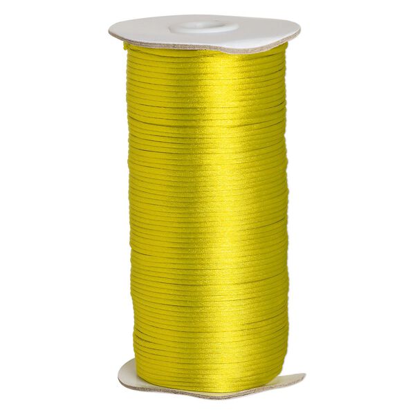 Cord, Satinique&trade;, satin, lime green, 2mm regular. Sold per 400-foot spool. image number 0