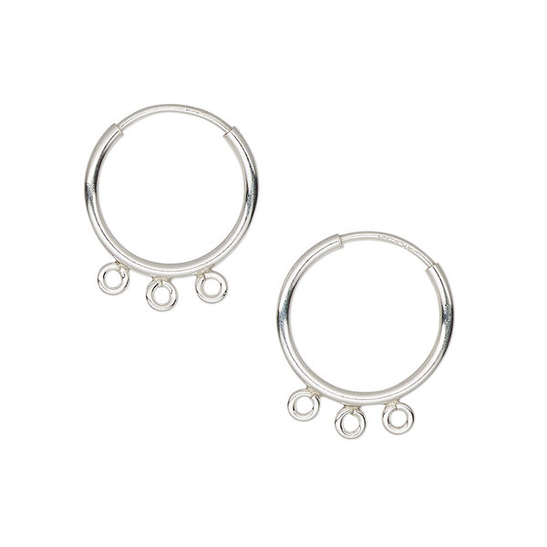 Earring hoop 1pkg2 sterling silver, 14mm / endless / 3 closed bottom loop, 21 gauge 1 pair image number 0