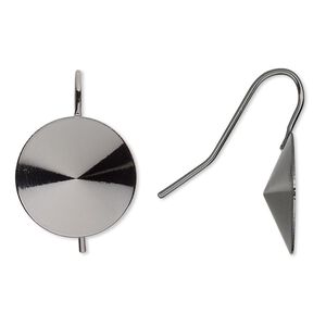 Ear wire 1pkg10 Almost Instant Jewelry®, 22mm / 16mm rivoli glue-in setting, 18-20 gauge gunmetal-finished brass 5 pair