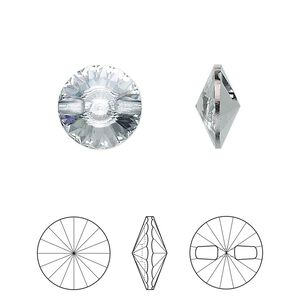 Button 2pk crystal foil back, Crystal Passions® 12mm rivoli 3015
