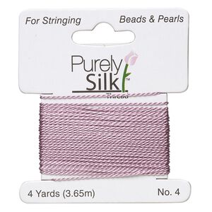 Thread, Purely Silk™, lilac, medium-heavy, size #4, 24-pound test. Sold per 4-yard card.
