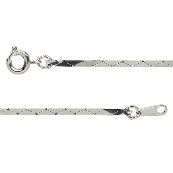 Chain, silver-finished stainless steel, 1.7mm beading, 18 inches with springring clasp. Sold individually. image number 0