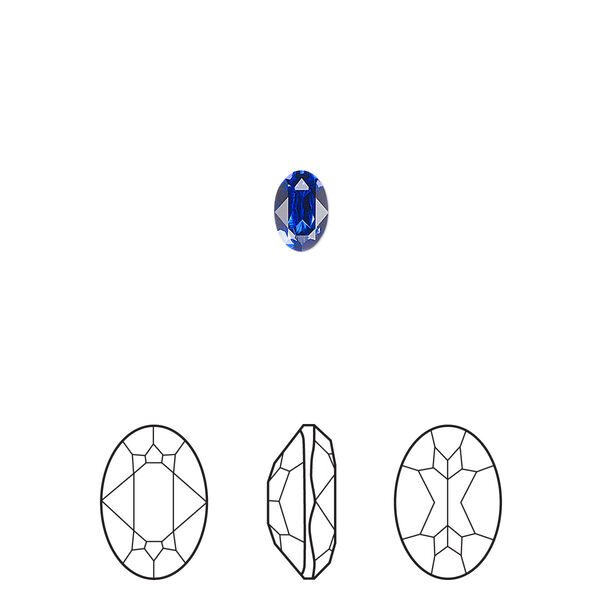 Fancy stone 4pk majestic blue foil back, Crystal Passions® 6x4mm oval 4120 image number 0