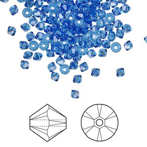 Bead 48pk sapphire, Crystal Passions® 3mm bicone 5328