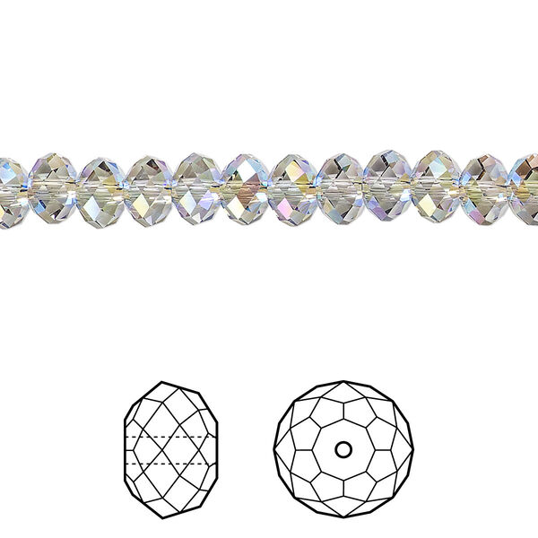 Bead 12pk black diamond shimmer 2X, Crystal Passions® 6x4mm rondelle 5040 image number 0
