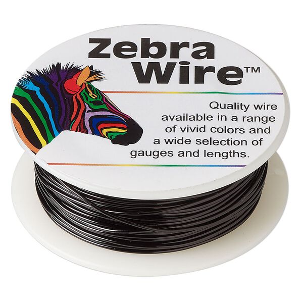 Wire, Zebra Wire™, color-coated copper, black, round, 20 gauge. Sold per 1/4-pound spool, approximately 26 yards (24 meters). image number 0