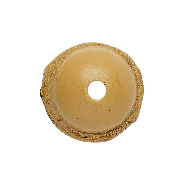 Bead, leather, natural, 16.5-20.5mm smooth round. Sold individually. image number 1