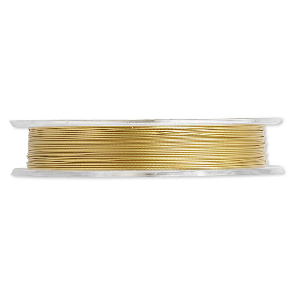 Beading wire, Tigertail™, nylon-coated stainless steel, gold, 3 strand, 0.012-inch diameter. Sold per 30-foot spool. image number 0