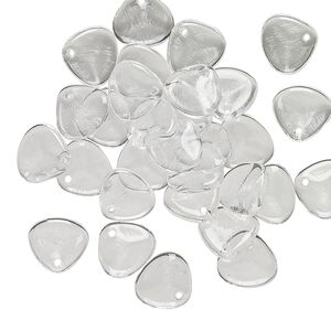 Drop, Preciosa, Czech pressed glass, clear, 8x7mm triangular teardrop. Sold per pkg of 30.
