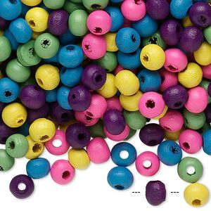Bead mix, painted wood, mixed colors, 5x4mm rondelle. Sold per 400-gram pkg, approximately 12,000 beads.