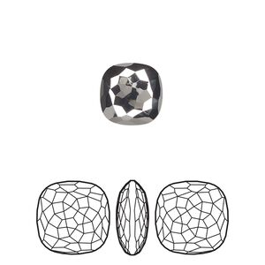 Fancy stone 2pk crystal silver night, Crystal Passions® 10mm thin cushion 4483