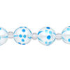 Bead, glass 1pkg8, opaque turquoise blue and white, 12mm hand-painted round. image number 0