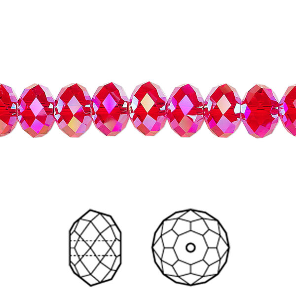 Bead 12pk light Siam shimmer 2X, Crystal Passions® 8x6mm rondelle 5040 image number 0