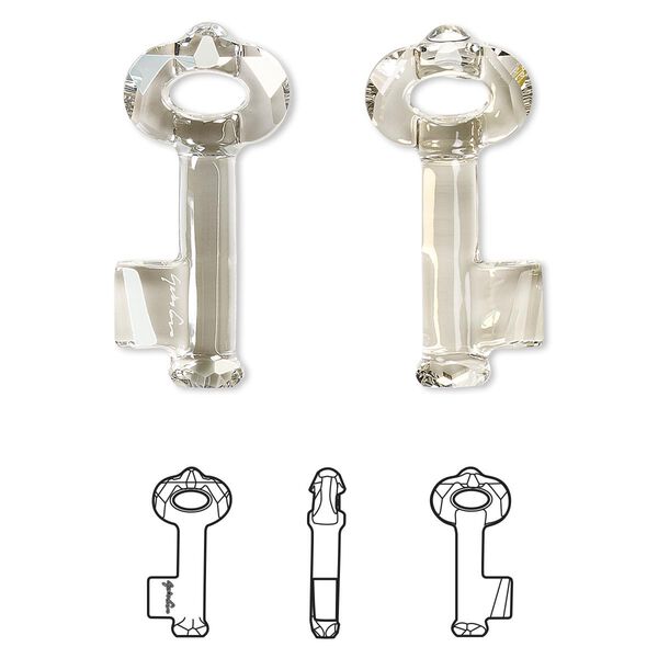Focal 1pk crystal silver shade, Crystal Passions® 30x13.5mm pendant key to open the forest 6918 image number 0