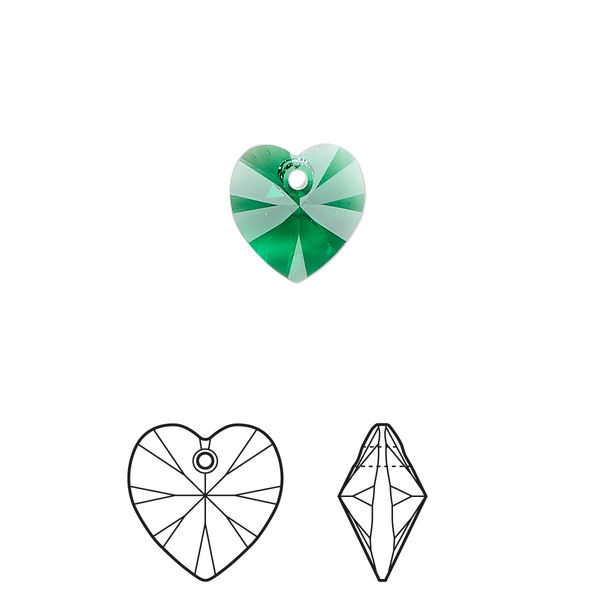 Drop 4pk majestic green, Crystal Passions® 10mm pendant heart 6228 image number 0