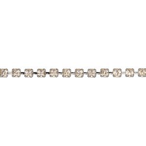 Cupchain, VINTAGE Crystal™, imitation rhodium-plated brass and crystal, light peach, 2.6mm round. Sold per pkg of 1 meter.