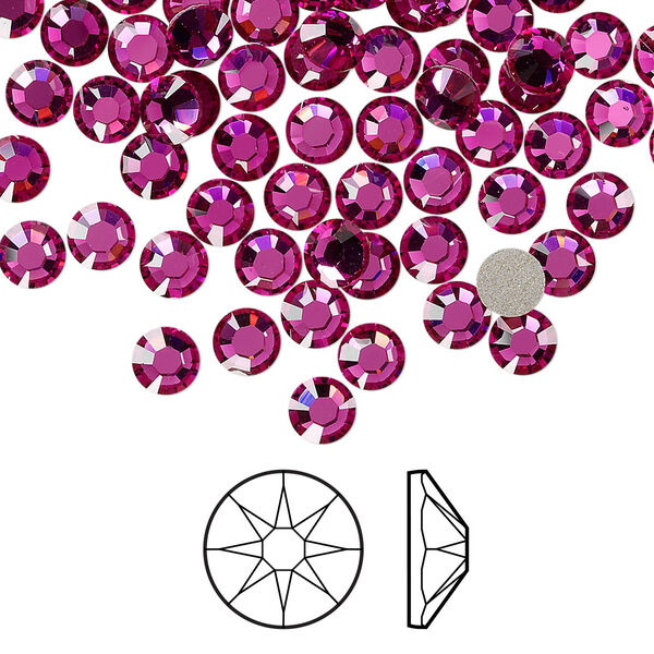 Flat back 144pk fuchsia foil back, Crystal Passions® 4.6-4.8mm rose round SS20 2088 image number 0