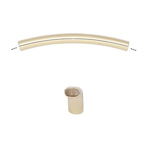 Bead, gold-finished brass, 34x5mm curved oval tube. Sold per pkg of 6.