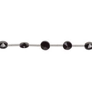 Black spinel 1pkg18, hand-cut faceted flat round bead natural 4-5mm
