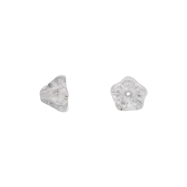 Bead, Czech pressed glass, clear, 8.5x6.5mm flower. Sold per 15-1/2" to 16" strand, approximately 80 beads. image number 0