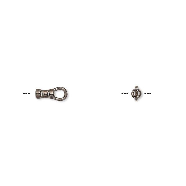 Crimp end, gunmetal-plated brass, 5x2.5mm tube with loop, 1mm inside diameter. Sold per pkg of 10. image number 0