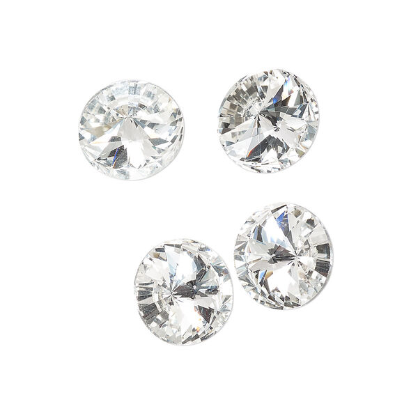 Chaton, crystal clear, foil back, 12mm faceted rivoli. Sold per pkg of 4. image number 0