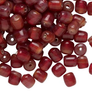 Bead, glass, translucent maroon, 7x6mm round tube. Sold per 2-ounce pkg, approximately 170 beads.