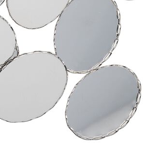 Component, bezel setting, silver-finished steel, 26x19mm oval with scalloped edge and 25x18.5mm oval setting. Sold per pkg of 25.