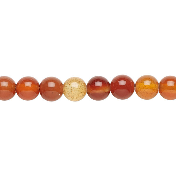 Bead, red agate (dyed / heated), 6mm round, B grade, Mohs hardness 6-1/2 to 7. Sold per 15-1/2" to 16" strand. image number 0