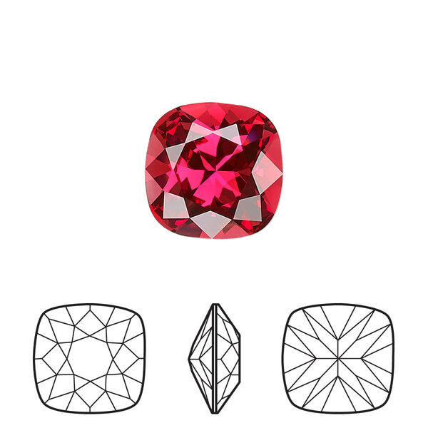 Fancy stone 1pk scarlet foil back, Crystal Passions® 12mm cushion 4470 image number 0