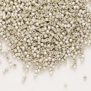 Seed bead, Delica®, glass, pkg/250g, #11 round, opaque semi-matte galvanized silver (DB-1151).