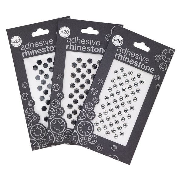 Flat back mix, self-adhesive acrylic, mixed colors, SS14-SS20 faceted round. Sold per 3-piece set. image number 0