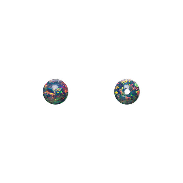 Bead, "opal" (silica and epoxy) (man-made), multicolored, 6mm round. Sold individually. image number 0
