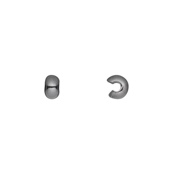 Crimp cover, gunmetal-plated brass, 5mm round. Sold per pkg of 500. image number 0
