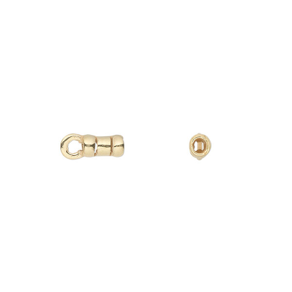 Crimp end 1pkg4 gold-plated pewter, 6x3mm tube / loop / 1.7mm inside diameter, JBB Findings image number 1
