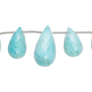 Imperial crown turquoise 1pkg3, hand-cut top-drilled faceted teardrop bead natural 13x7mm-15x9mm / 17x10mm-21x11mm