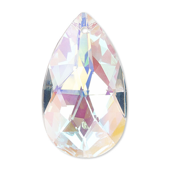 Suncatcher 1pk clear AB, Asfour Crystal 37x21mm faceted flat teardrop image number 0