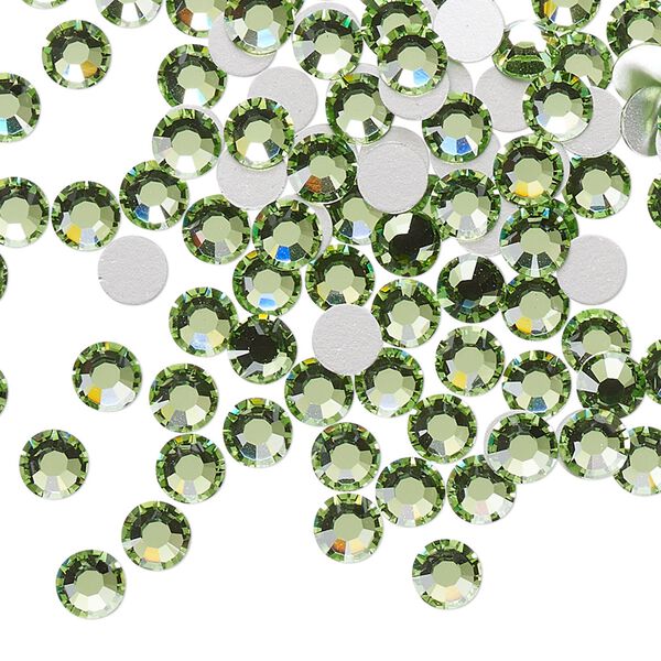 Flat back, Dance With Me™ crystal rhinestone, peridot, foil back, 4.6-4.8mm rose, SS20. Sold per pkg of 144 (1 gross). image number 0