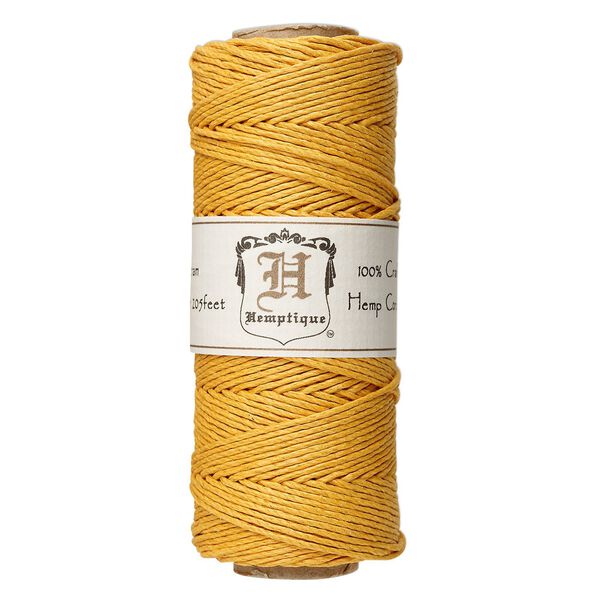 Cord, Hemptique®, polished hemp, gold, 1mm diameter, 20-pound test. Sold per 205-foot spool. image number 0