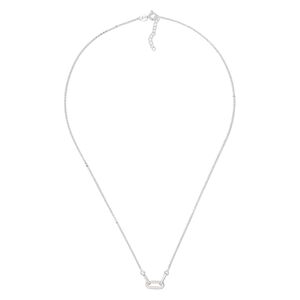 Necklace, cubic zirconia and sterling silver, clear, 25x4mm 3-link connector, 18 inches with 1-inch extender chain and springring clasp. Sold individually.