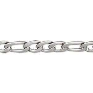 Chain 1pkg1 figaro, 6.25mm, stainless steel 5 foot unfinished