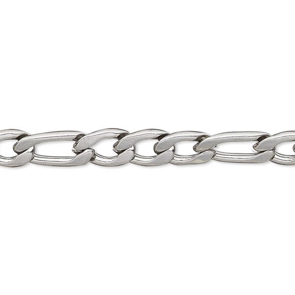 Chain, stainless steel, 6.25mm figaro. Sold per pkg of 5 feet. image number 0