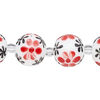 Bead, glass 1pkg8, multicolored, 14mm round with hand-painted flower. image number 0