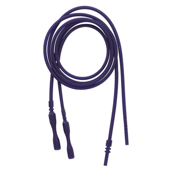 Necklace cord, silicone, opaque purple, 2.2-2.5mm wide, 18 inches with snap closure. Sold per pkg of 4. image number 0